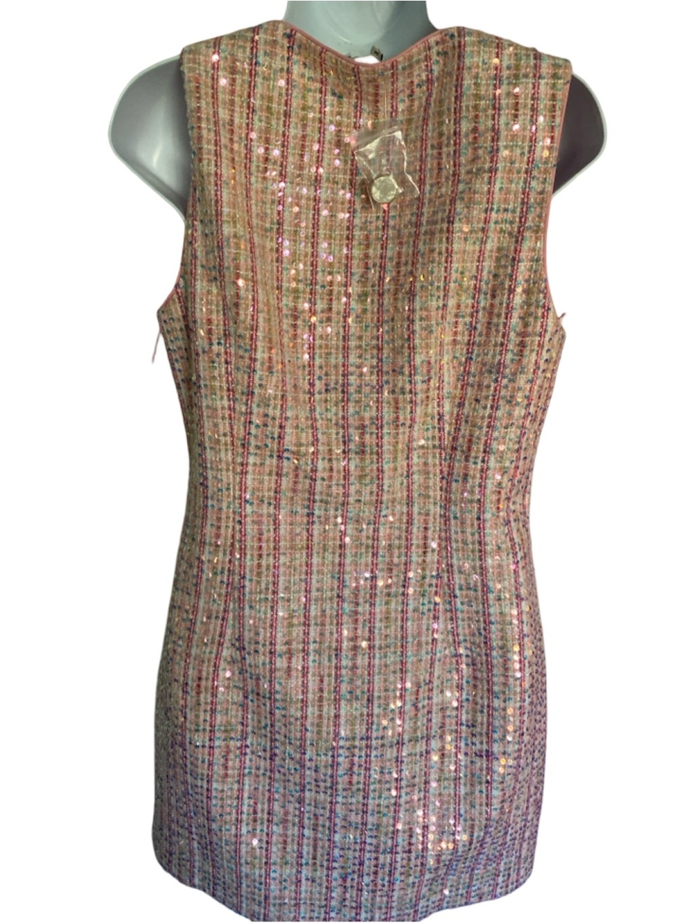 Endless Rose Pink Tweed Button-Front Mini Dress-M NWOT - Picture 5 of 5